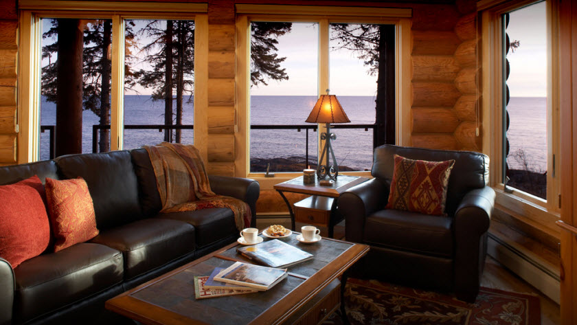 Luxury log home interior